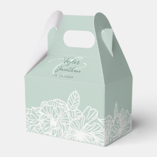 Personalized Photo Sage Green Flowers Chic Wedding Favor Box
