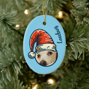 Personalized Photo Santa Pet Custom Ceramic Ornament