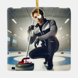 Personalized Photo Santa's Favourite Curler Ceramic Ornament