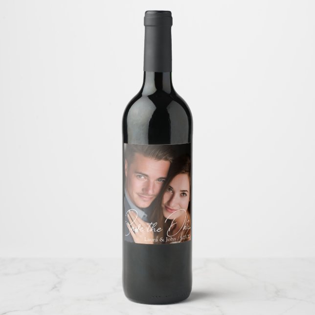 Personalized Photo Save The Date Beverage Labels (Front)