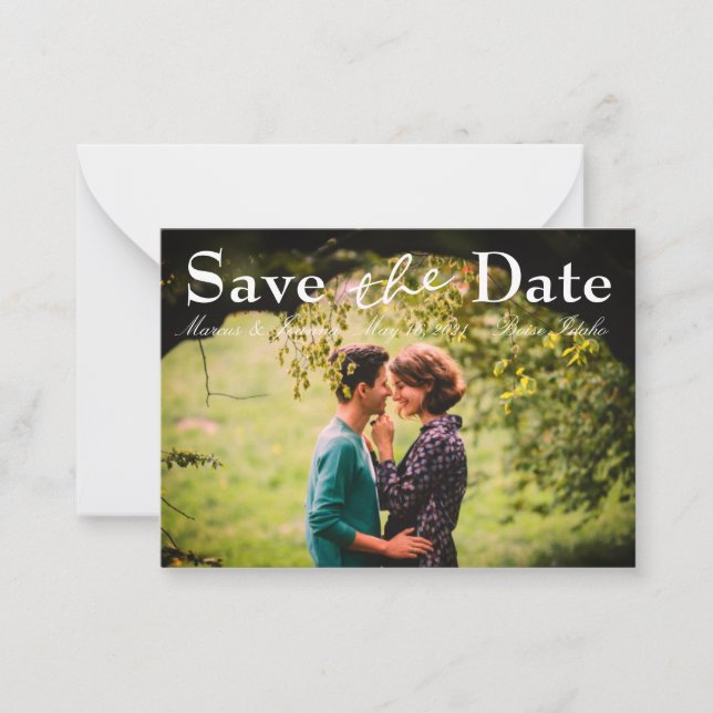 Personalized photo save the date note card (Front)