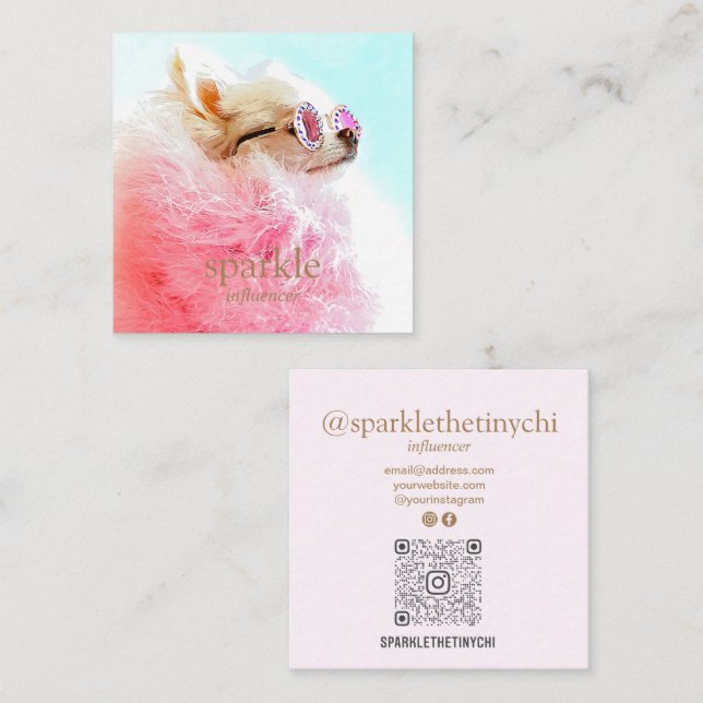 Personalized Photo Scannable QR Code Square Business Card (Front/Back)