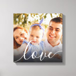 Personalized Photo Script Love Canvas Print<br><div class="desc">Personalize with your favourite photo,  featuring a beautiful white script font with the word love,  creating a unique memory and gift. A keepsake to treasure! Designed by Thisisnotme©</div>