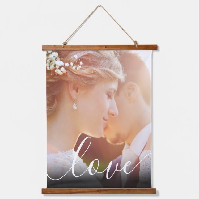 Personalized Photo Script Love Hanging Tapestry (Front)