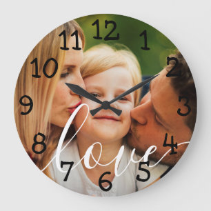 Personalized Photo Script Love Large Clock