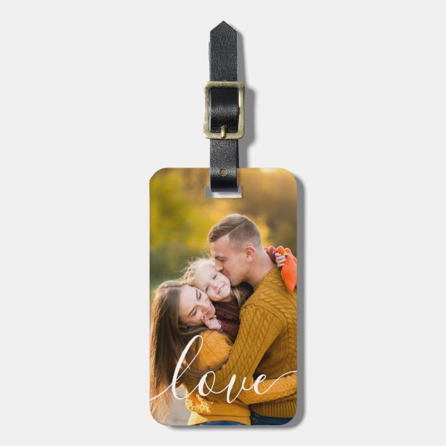 Personalized Photo Script Love Luggage Tag (Front Vertical)