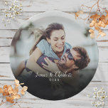 Personalized Photo Script Name Date Paper Plate<br><div class="desc">Personalize with your favourite  photo featuring your names and the year,  creating a unique memory. Designed by Thisisnotme©</div>