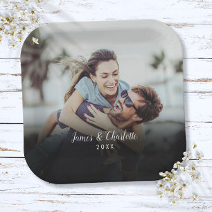 Personalized Photo Script Name Date Paper Plate