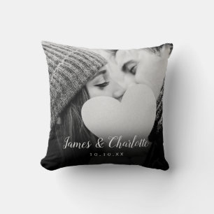 Personalized Photo Script Name Wedding Throw Pillow