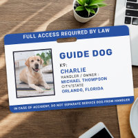 Personalized Photo Service Dog Guide Dog ID