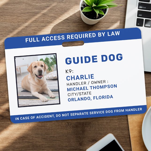 Personalized Photo Service Dog Guide Dog ID Badge (Creator Uploaded)
