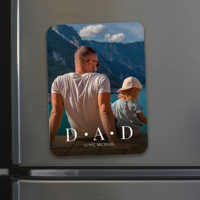 Personalized Photo Simple Modern Dad Custom Magnet (Creator Uploaded)