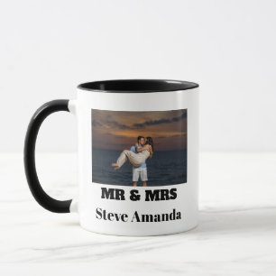 Personalized Photo Simple Modern Stylish Mr & Mrs  Mug