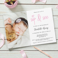 Personalized Photo Sip and See Baby Girl Shower