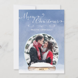 Personalized Photo Snow Globe Merry Christmas Card