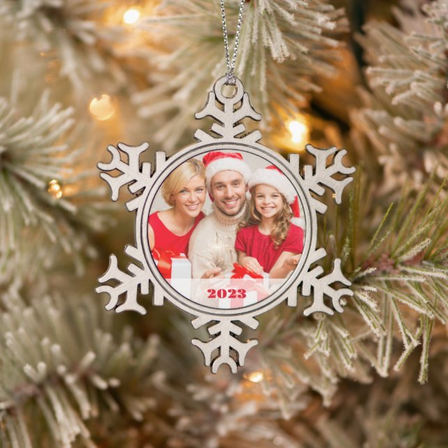 Personalized Photo Snowflake Framed Ornament (Tree)