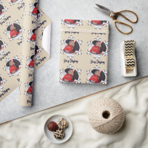 Personalized Photo Snowflake Merry Christmas Wrapping Paper