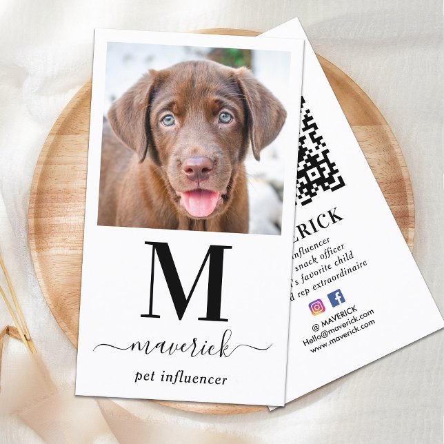 Personalized Photo Social Media QR Code Monogram  Business Card (Creator Uploaded)
