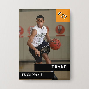 Personalized Photo Sports Basketball Player Orange