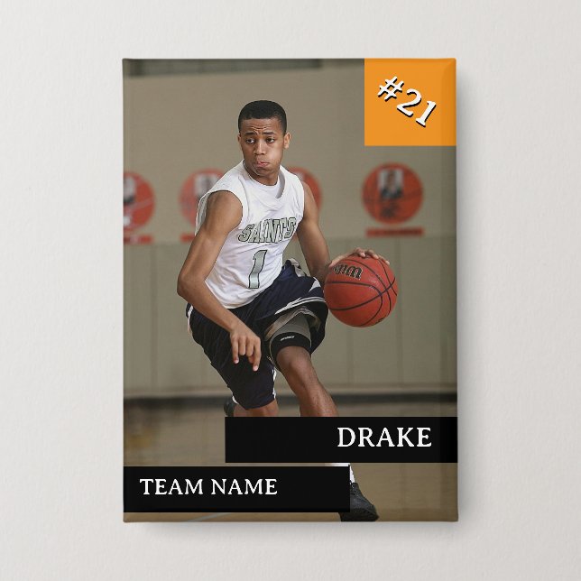Personalized Photo Sports Basketball Player Orange (Front)