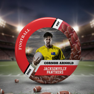 Personalized photo sports button/pin football butt 2 inch round button