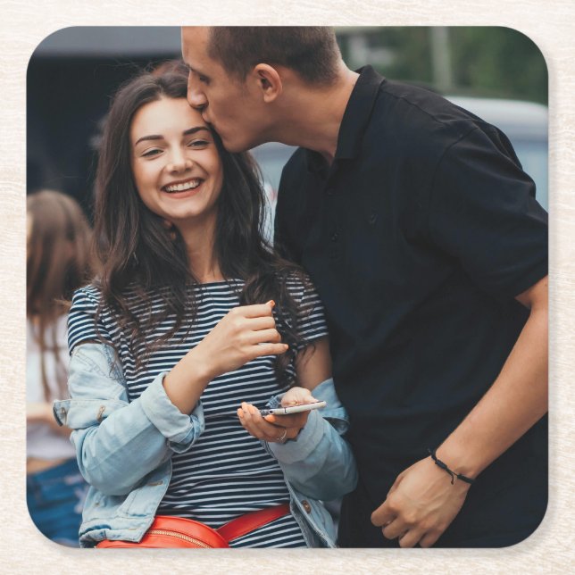 Personalized Photo Square Paper Coaster (Front)