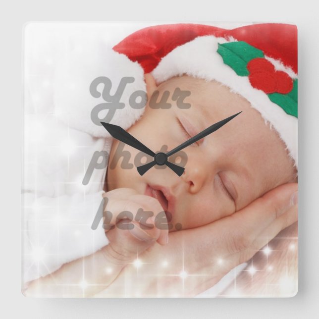 Personalized photo square wall clock (Front)