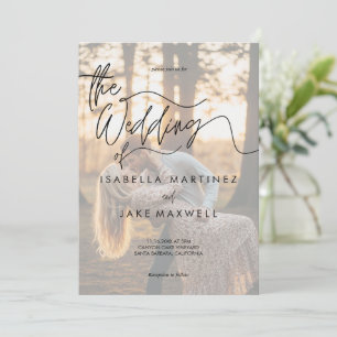 Personalized Photo Sunset Elegant Script Wedding Invitation