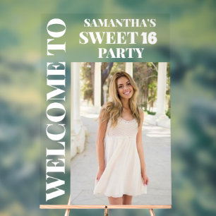 Personalized Photo Sweet 16 Welcome  Acrylic Sign