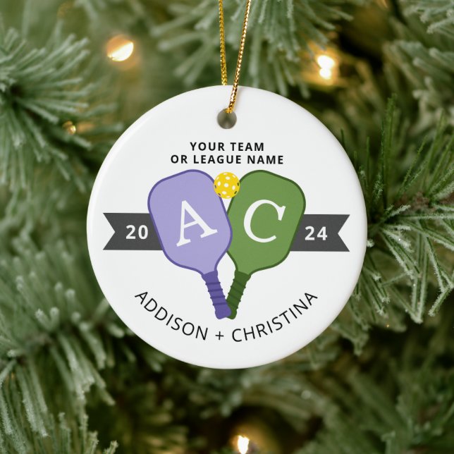 Personalized Photo Team Player Pickleball Ornament (Tree)