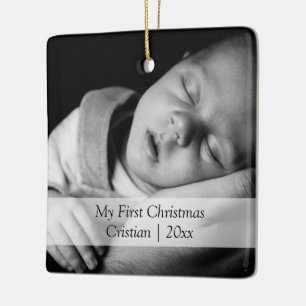 Personalized Photo Template Babys First Christmas Ceramic Ornament
