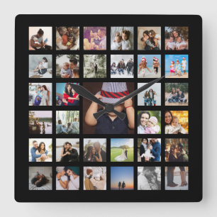 Personalized Photo Template Collage Square Wall Clock