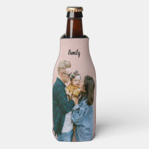 Personalized Photo Template Family Text Black Bottle Cooler