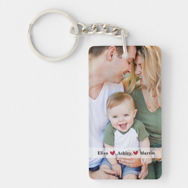 Personalized Photo,Text and Heart Photo Keychain (Front)