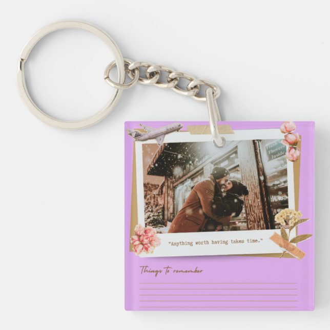 Personalized Photo & Text collage Acrylic Keychain (Front)