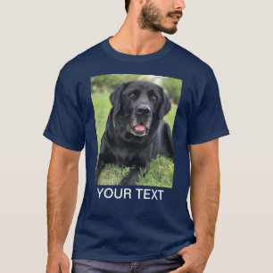 Personalized Photo Text Pet Dog Navy Blue T-Shirt