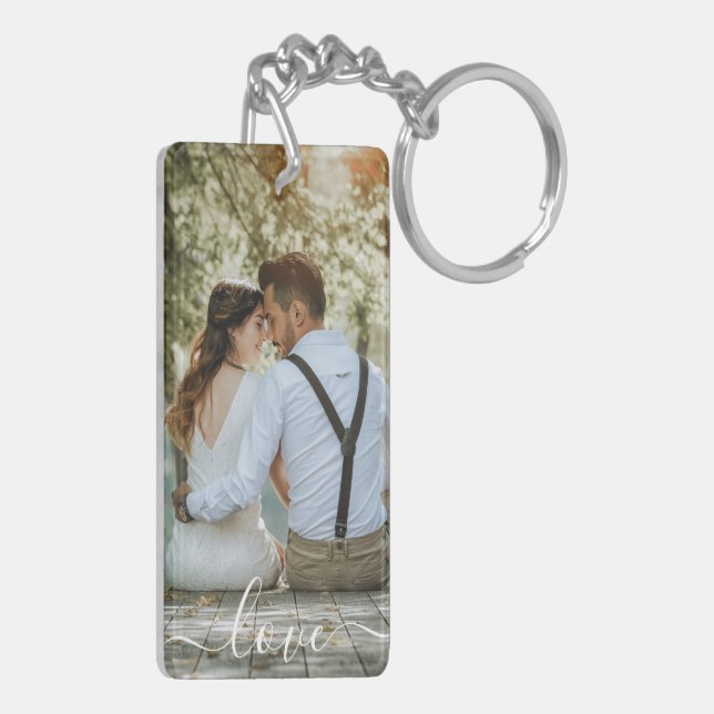 Personalized Photo & Text Photo Collage Keychain (Back Left)