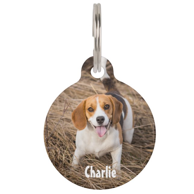 Personalized Photo & Text Round Pet Tag (Front)