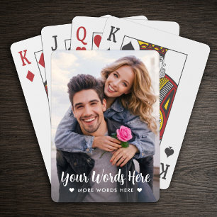 Personalized Photo & Text Script Love Heart Playing Cards