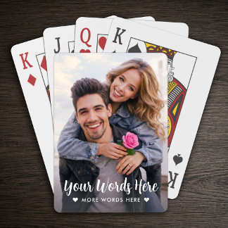 Personalized Photo & Text Script Love Heart Playing Cards