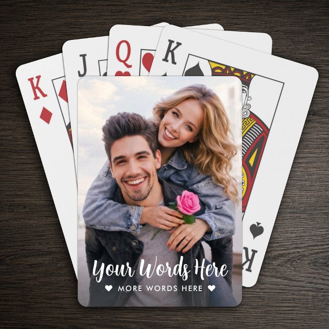Personalized Photo & Text Script Love Heart Playing Cards (Creator Uploaded)