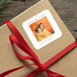 Personalized Photo Thank You Square Sticker<br><div class="desc">In a world where thoughtfulness is increasingly appreciated, our personalized photo stickers offer a unique and heartfelt way to show your gratitude. These stickers not only acknowledge the gifts your child has received on special occasions such as birthdays, Christmas, baptisms, or christenings, but they do so with a delightful personal...</div>
