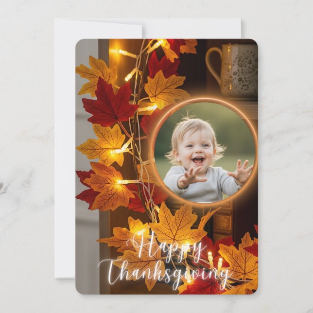 Personalized Photo Thanksgiving Holiday Card (Front)