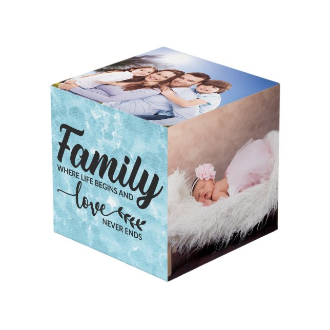 Personalized Photo - Together we make a family Cube (Front Angled)