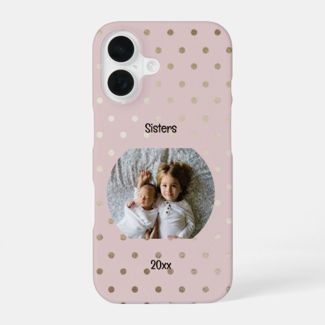 Personalized Photo Two Lines Text Custom iPhone 16 Case (Back)