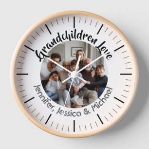 Personalized photo typography Grandchildren names Clock