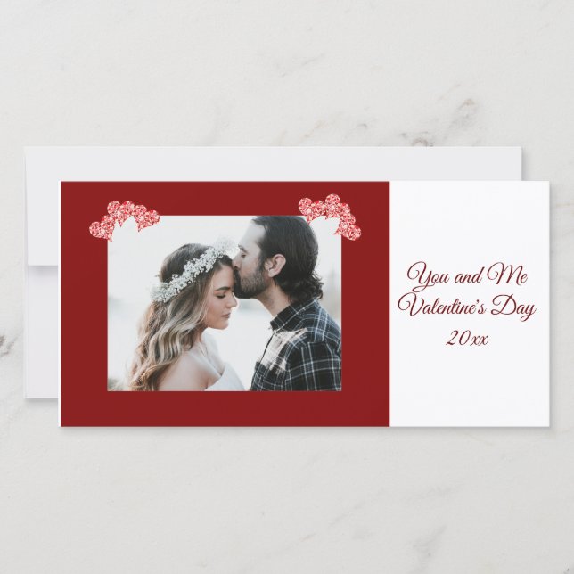 Personalized Photo Valentine's Day Hearts Card (Front)