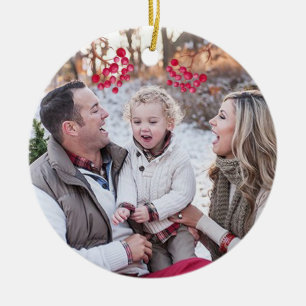 Personalized Photo Watercolor Berry Ornament