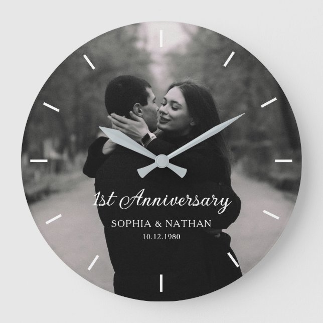 Personalized Photo Wedding Anniversary Large Clock (Front)