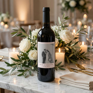Personalized Photo Wedding Elegant Wine Label